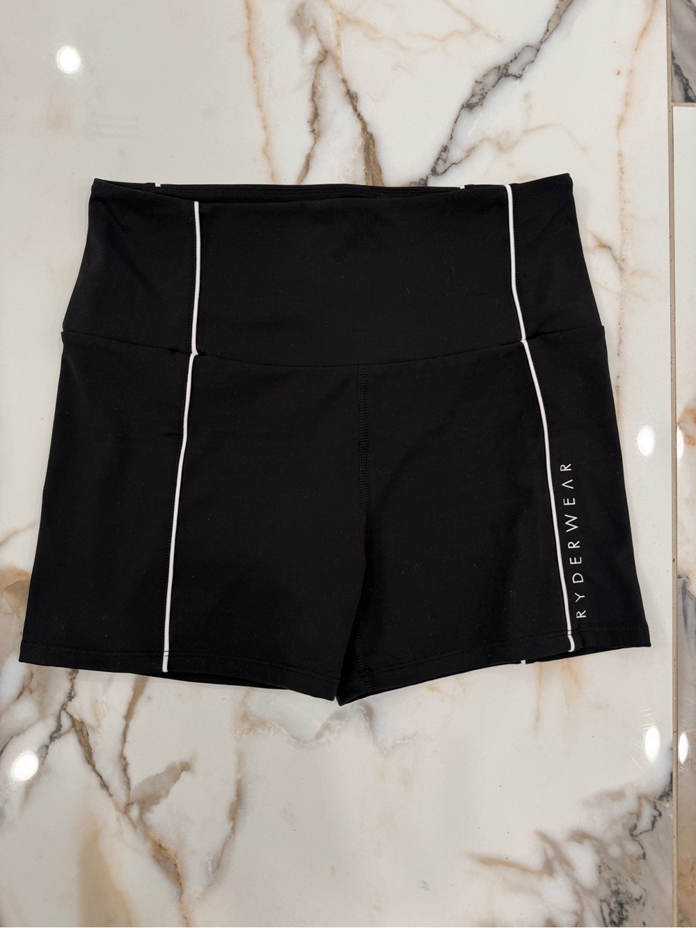 Ryderwear Black Bike Shorts with White Piping